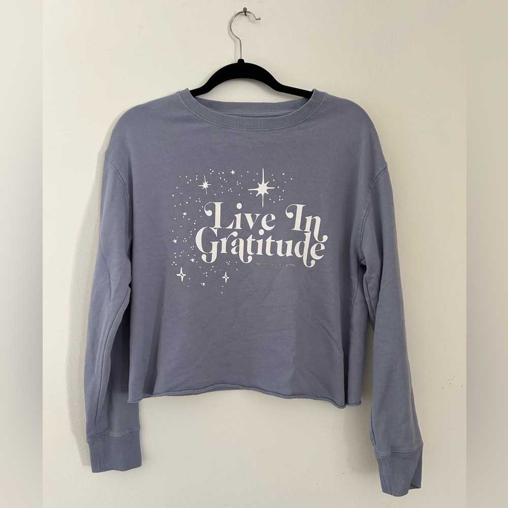 Spiritual Gangster live in gratitude blue pullover sweatshirt sz Small - Picture 2 of 6